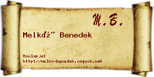 Melkó Benedek névjegykártya